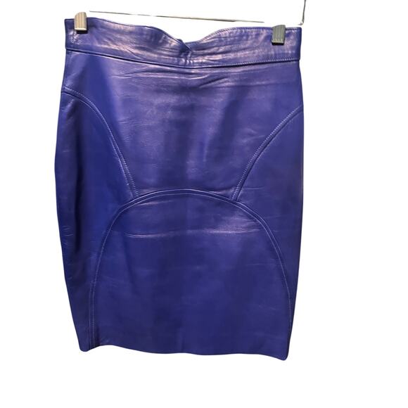 Jean Claude jitrois indigo leather skirt set 38 - Picture 8 of 14